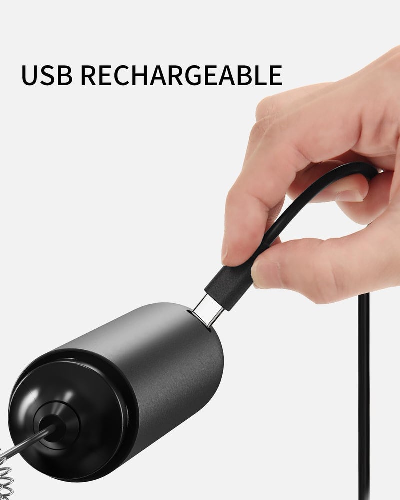 CircleJoy Rechargeable Milk Frother Hanheld, Dual Coil Whisk Head Electric Coffee Frother, Portable Hand Frother Wand Drink Mixer for Matcha Lattes Cappuccino, Kitchen Gifts, Black - Image 4